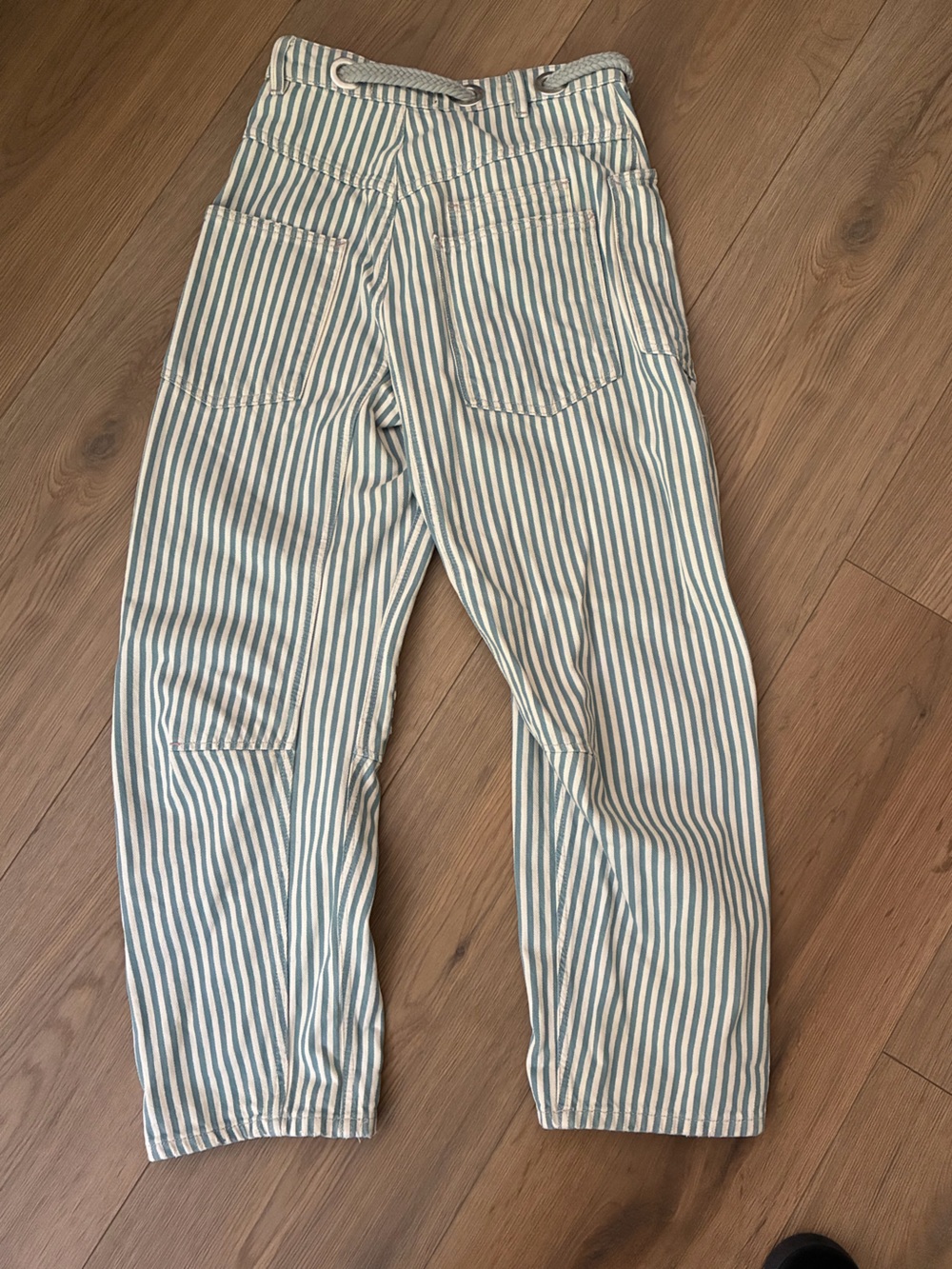 Free People We The Free Moxie Barrel Pant Blue Stripes - Picture 3 of 3